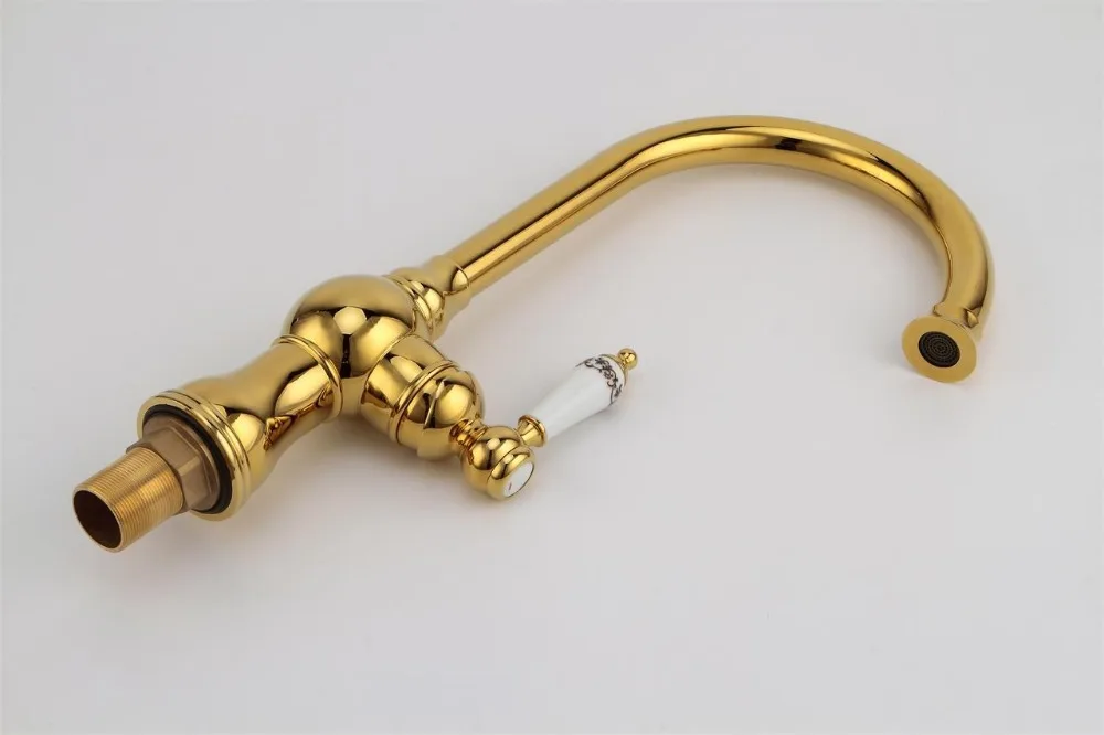Бесплатная доставка Золотой смеситель с керамической ручкой для ванной комнаты