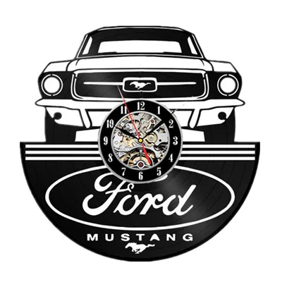 Type 3 Ford Mustang Виниловая пластинка настенные часы современный дизайн украшение для гостиной автомобиля логотип Подвесные часы настенные часы домашний декор бесшумные - Цвет: Type 3