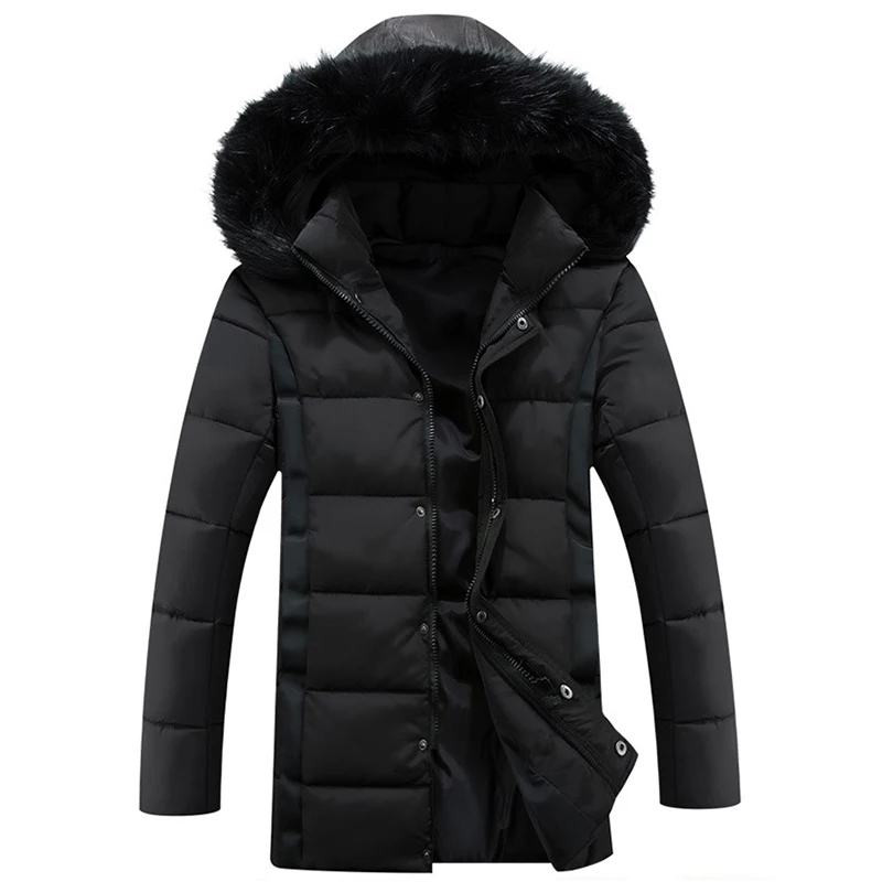 Flash Deal Новая Мужская модная зимняя повседневная однотонная парка верхняя одежда