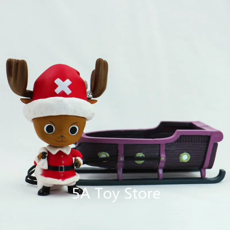 Аниме One Piece Cute Tony Chopper Рождественские сани ПВХ фигурка Коллекционная модель