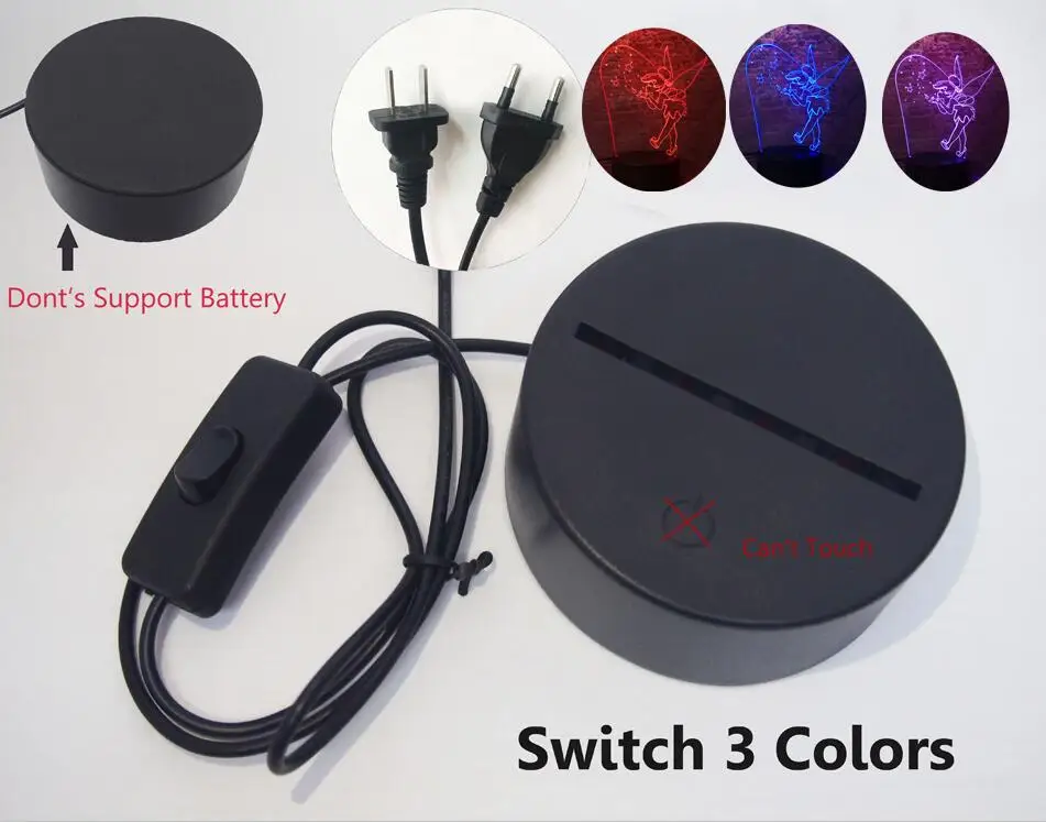 Switch One 3 Color Amroe редкий Питер Пэн фея эльф Тинкер мисс Белл 3D Снежинка принцесса Динь-Динь 7 цветов Изменение девушки спальный ночной Светильник Декор - Испускаемый цвет: Switch One 3 Color