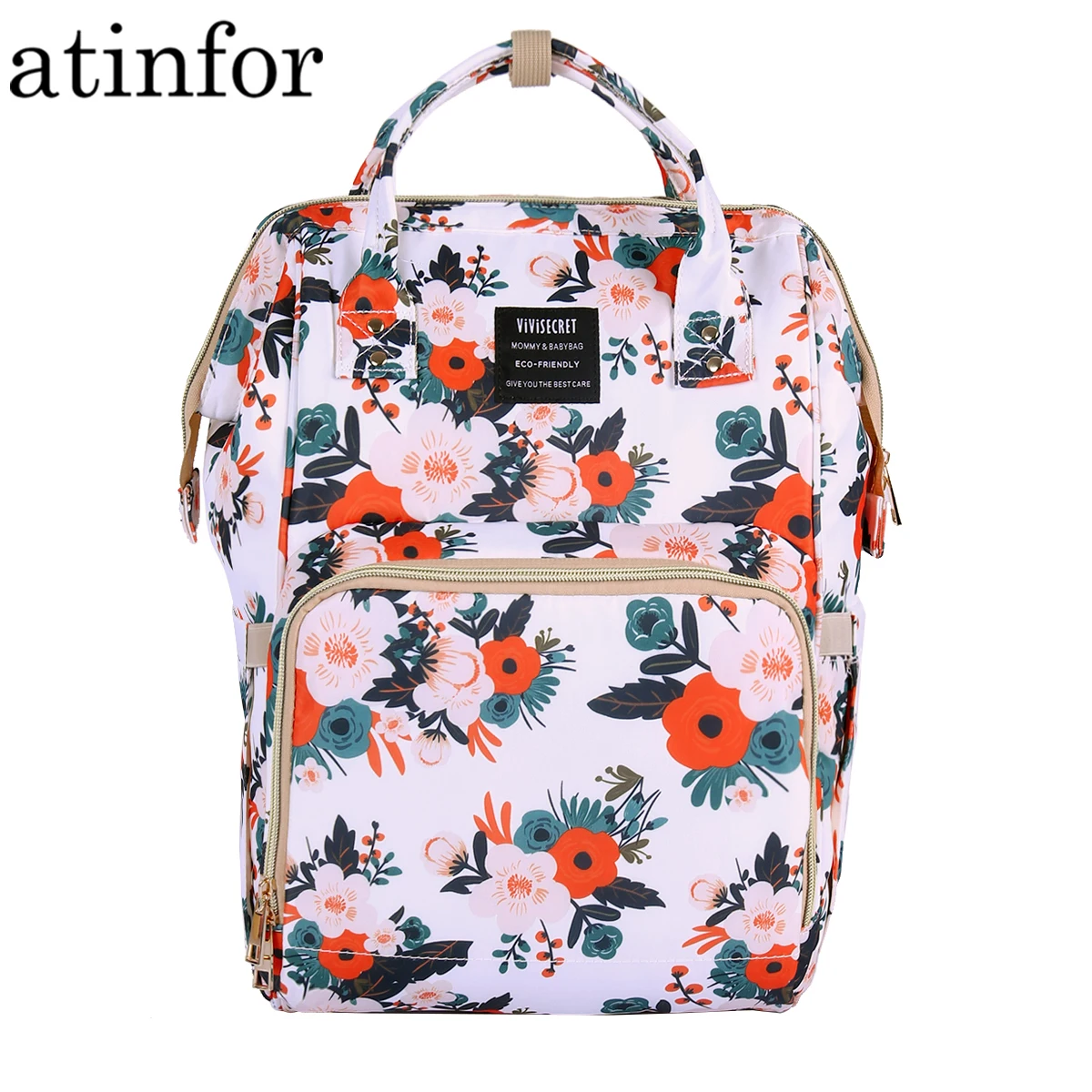 

Atinfor рюкзак для подгузников с цветочным рисунком, сумка для мам, сумка для подгузников для мам, дорожный рюкзак для ухода за ребенком