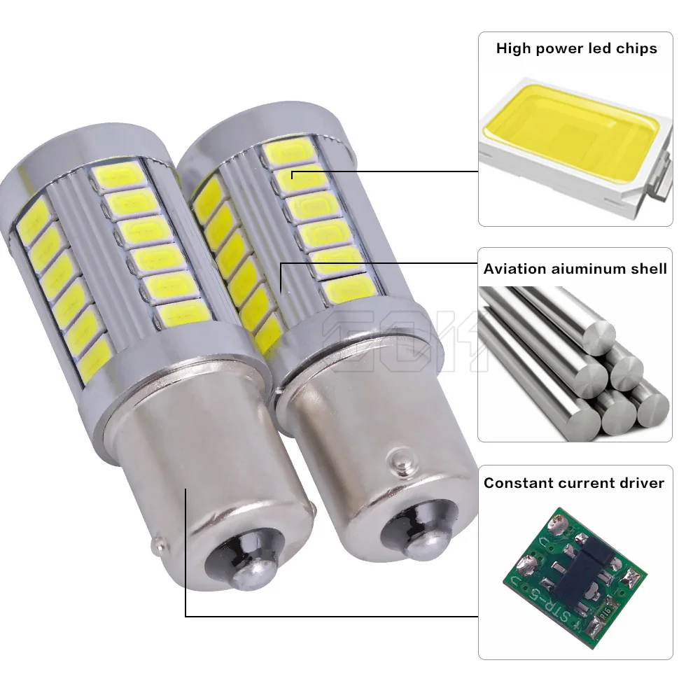 10 x Ba15s светодиодный 1156 33SMD 5630 BAY15D 33 ные белые лампы 12 В с верхним объективом