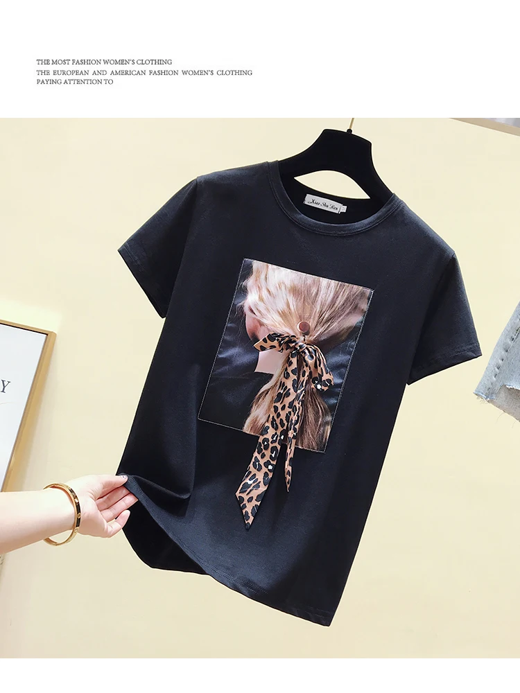 SMTHMA, новинка, хлопок, Harajuku, эстетика, футболка, сексуальная, леопардовая, с бантом, с принтом, короткий рукав, Топы И Футболки, модная повседневная футболка