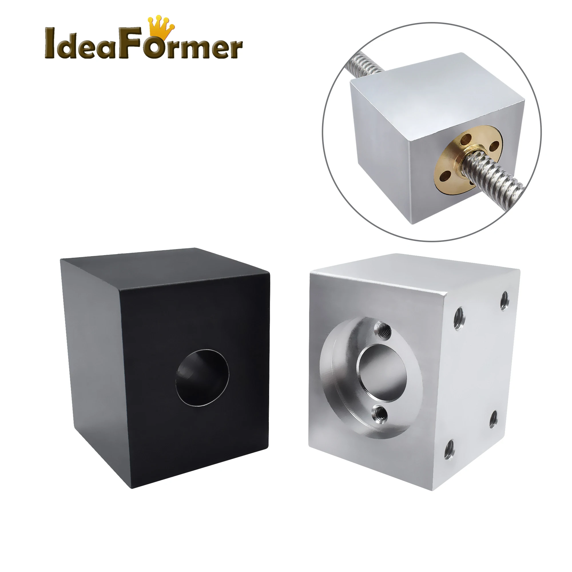 

T8 Conversion Nut Seat Aluminum Block Nut Housing Bracket Improved Version For 8mm T8 Trapezoidal Lead Screw 3D Printing Parts.