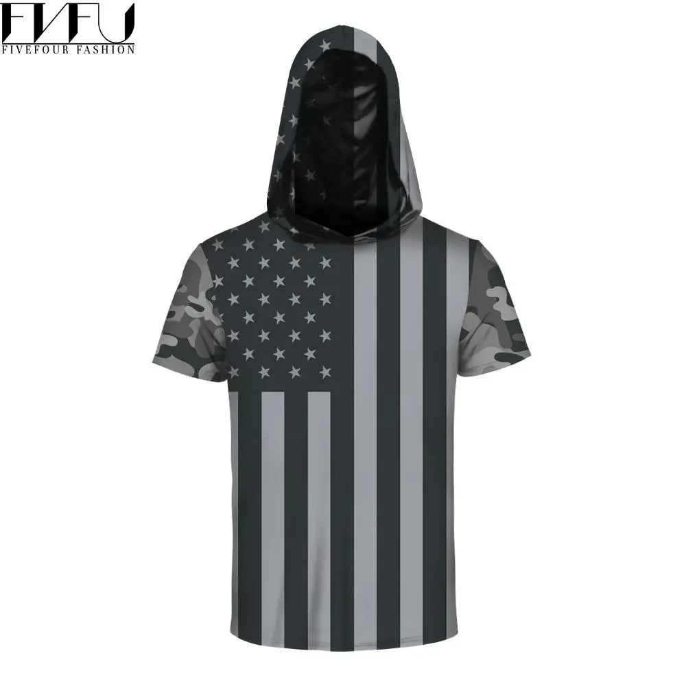 Мода 2017 г. футболка Для мужчин летняя с капюшоном для мужские черные американский