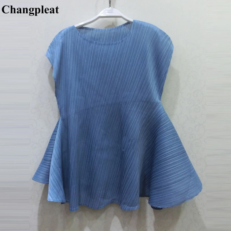 Changpleat 2018 летние новые необычные женские футболки Miyak плиссированные Модные