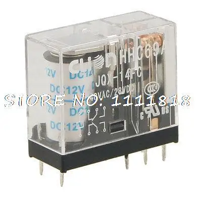 

PCB Mount DC 12V Катушка DPDT 8 контактов 2NO 2NC реле мощности HHC69A JQX-14FC