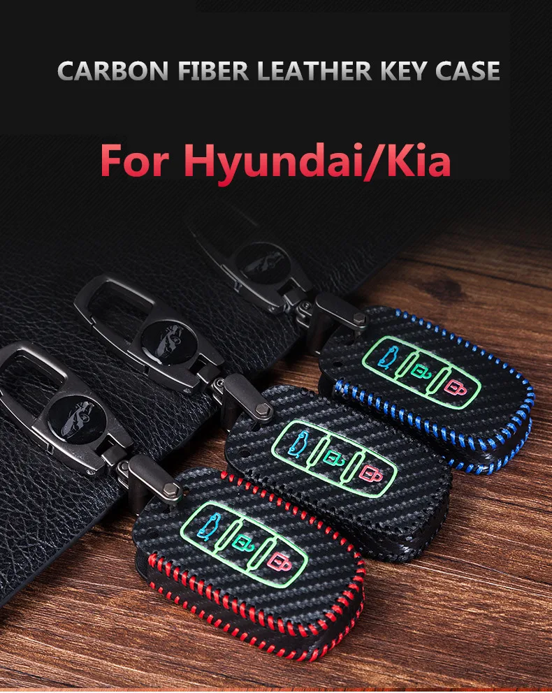 

Carbon fiber Leather Key Case Cover For Kia Sportage KX3 KX5 K3S RIO Ceed Cerato Optima K5 Sorento K2 Soul K3 K4 Car Styling