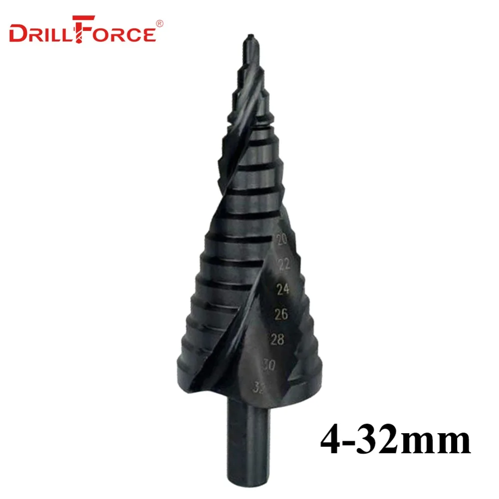 Drillforce черная сталь титановая ступенчатая спиральная дрель конические конусные