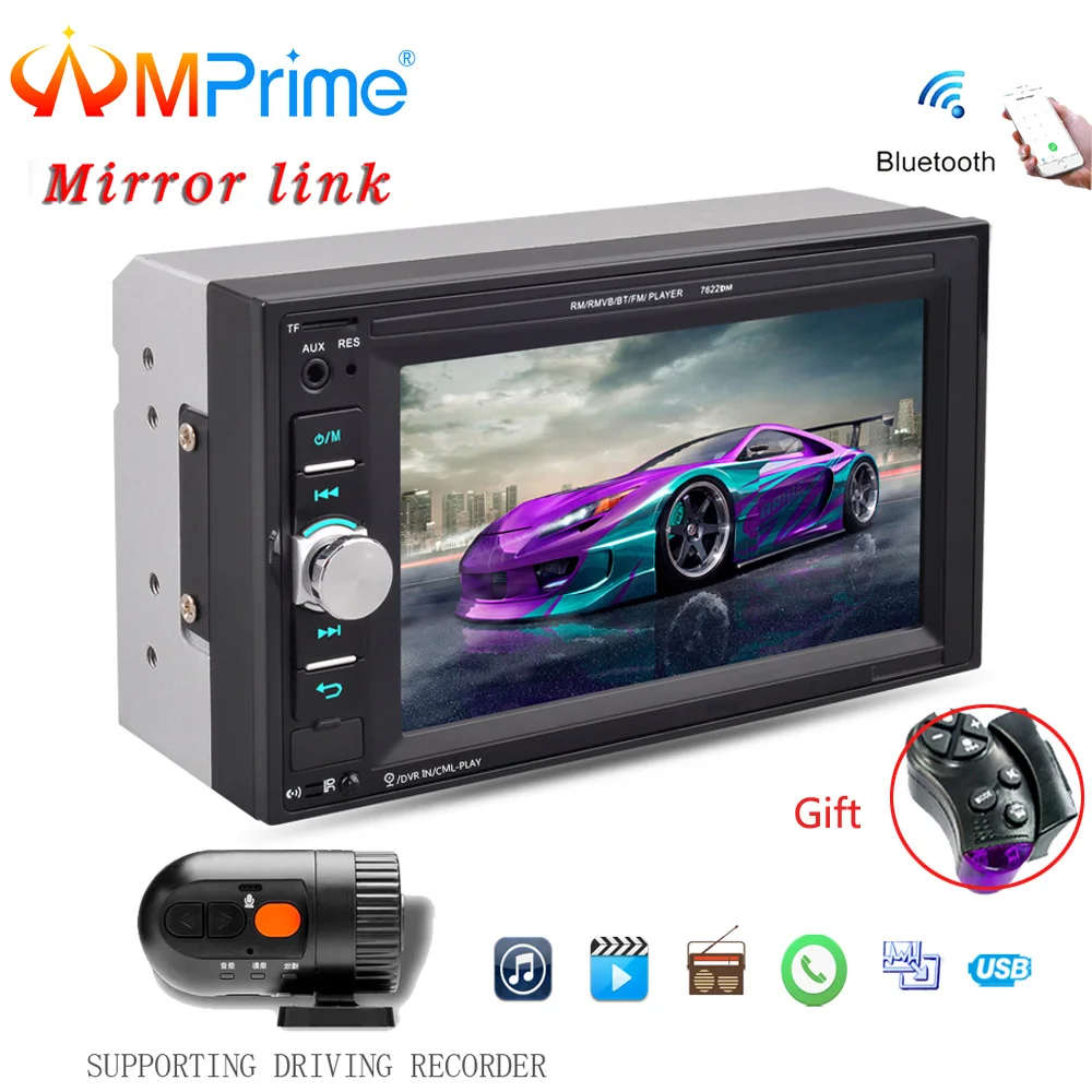 AMPrime 2 din 6 &quotАвтомобиль Радио Bluetooth Сенсорный экран AUX IN USB TF MP5 MP4 Android телефон с