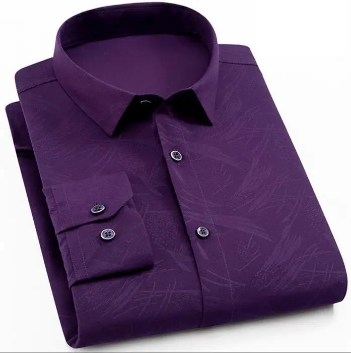 Мужская рубашка с длинным рукавом Повседневная приталенная принтом размеры плюс