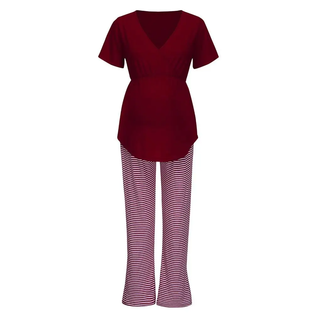 LONSANT/футболка с короткими рукавами для беременных и кормящих детей Топы + штаны в