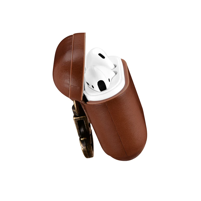 Чехол для наушников из натуральной кожи для Apple AirPods с пряжкой, чехол для крышки корпуса, противоударный защитный рукав, беспроводная коробка для наушников