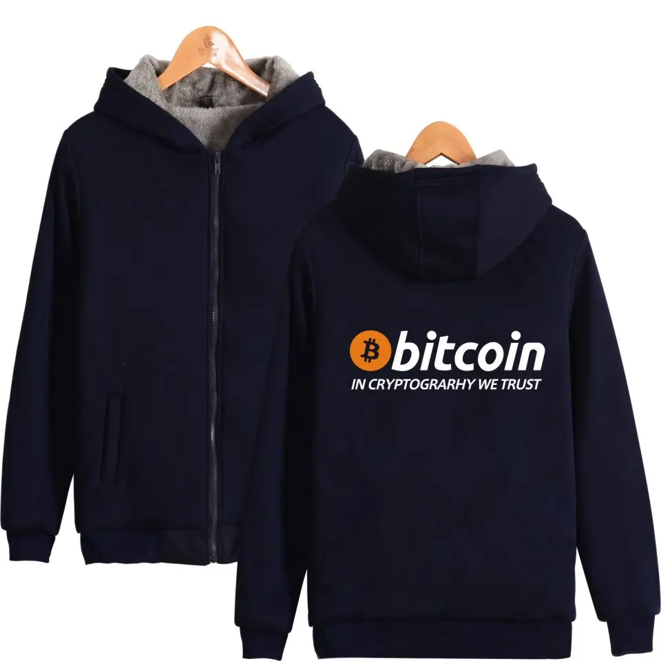 Толстовка с капюшоном Bitcoin In Cryptograrhy We Trust Повседневная теплая толстовка для