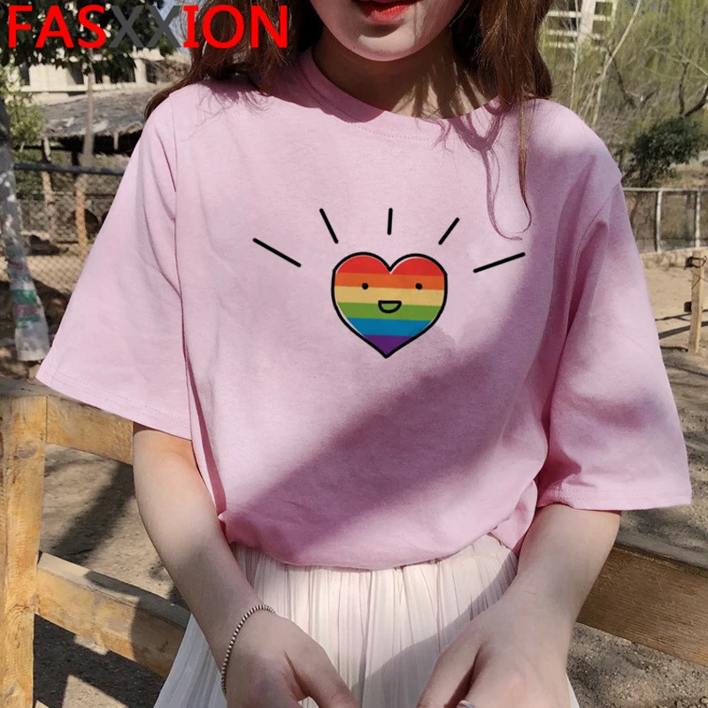 Новые милые радужные полосатые корейские футболки модные с коротким рукавом