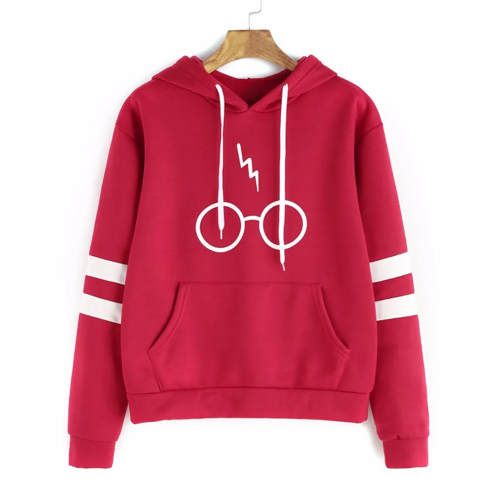 Женская Осенняя толстовка с капюшоном серого цвета овальными очками свитшоты