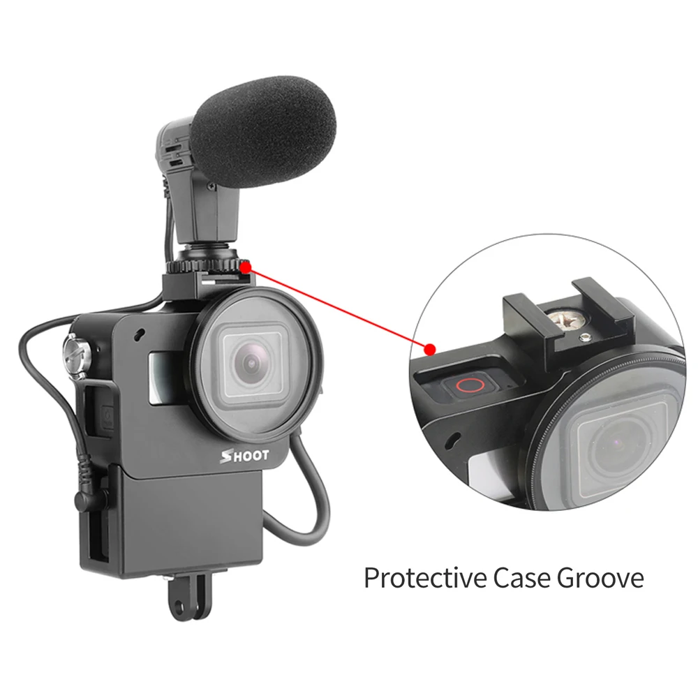 Защитный чехол -клетка для GoPro Hero 7 6 5 с черным креплением микрофона корпуса