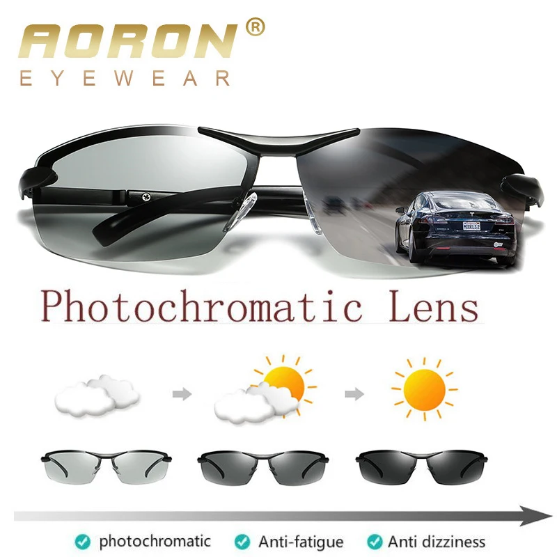 AORON фотохромные поляризационные солнцезащитные очки мужские обесцвечивающиеся очки с антибликовым покрытием UV400 очки для вождения Oculos