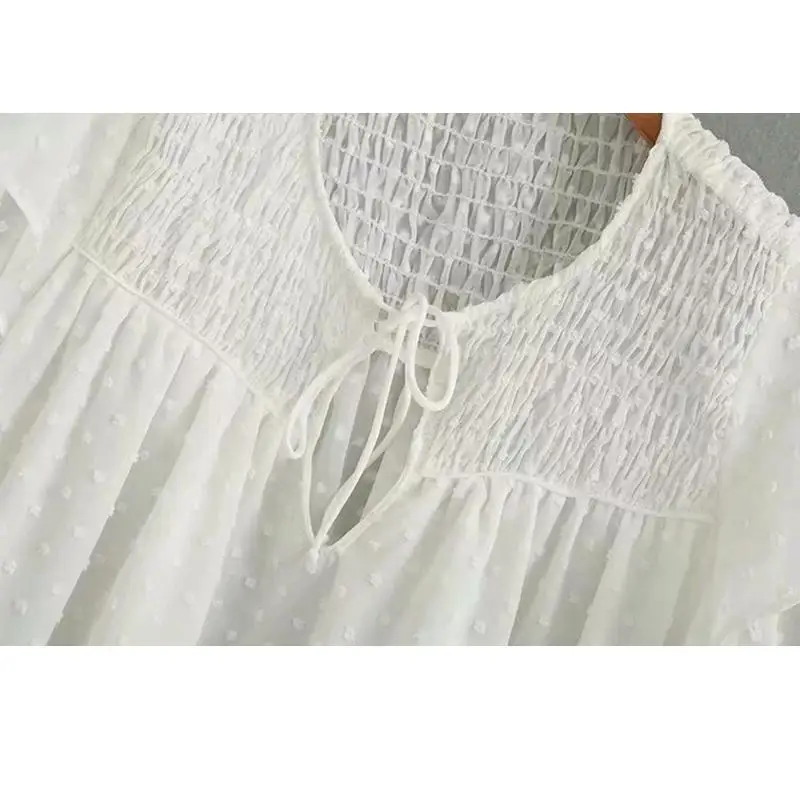Women clothes 2019 boho style womens tops and blouses korean wrap polka dot blouse female casual Streetwear loose white shirt |