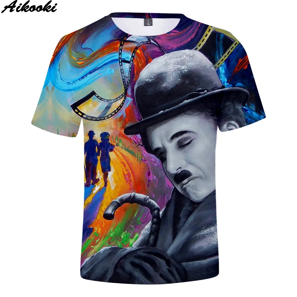 Классические футболки Chaplin 3D мужские/женские Korte Mouw Zomer Mannen Harajuku с принтом chaplin Cool t