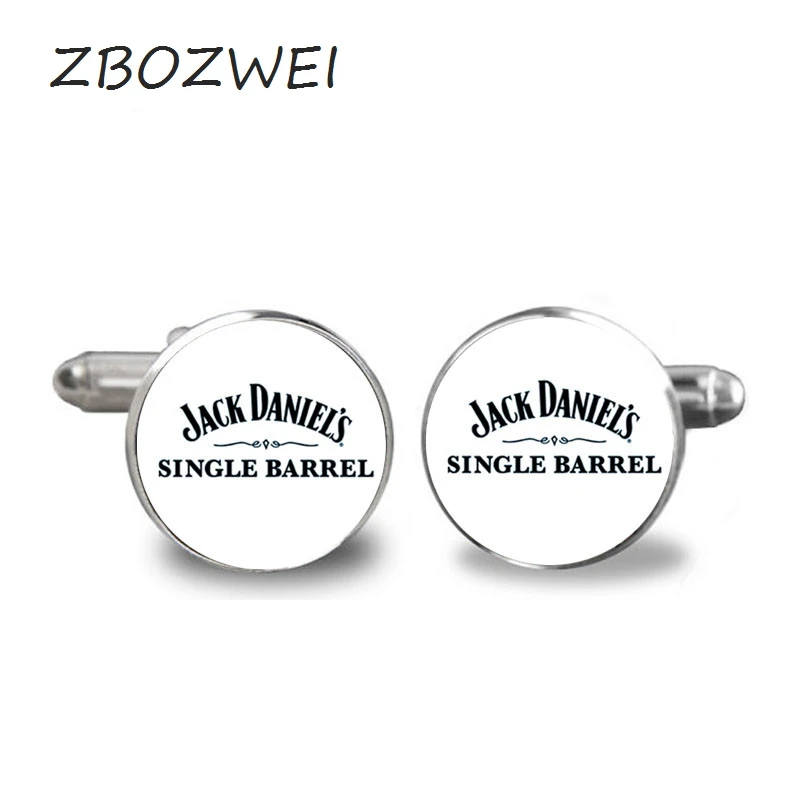 ZBOZWEI 2018New Bacardi Cufflink Jack Daniel Old NO 7 Whiskey Cufflinks Silver Cuff Gifts for Him Handmade Photo Jewelry | Украшения и