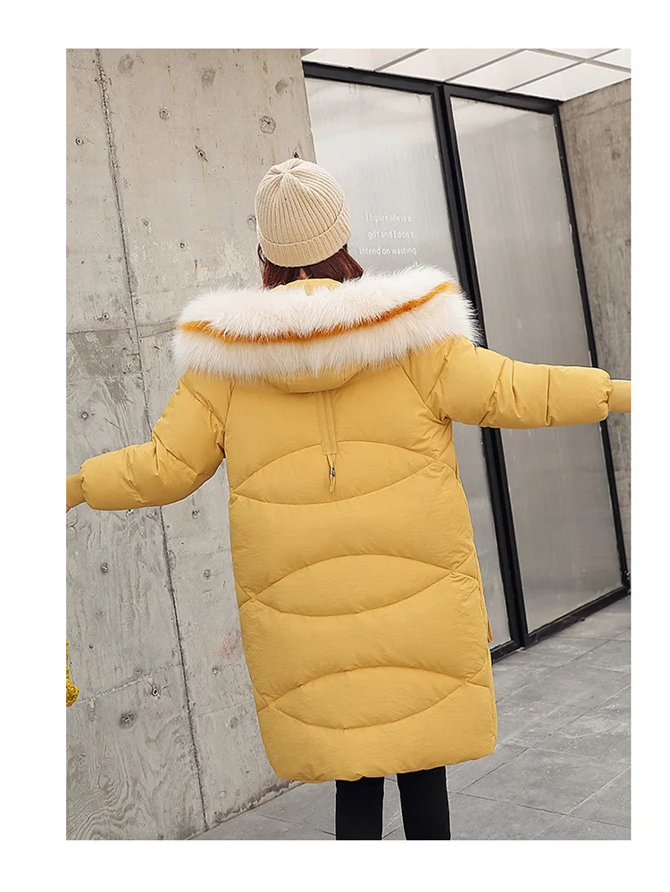 Thick Jacket Big fur collar Women's New Korean Version Big Fur Collar Medium-long Knee Size Thickened Jacket 1961