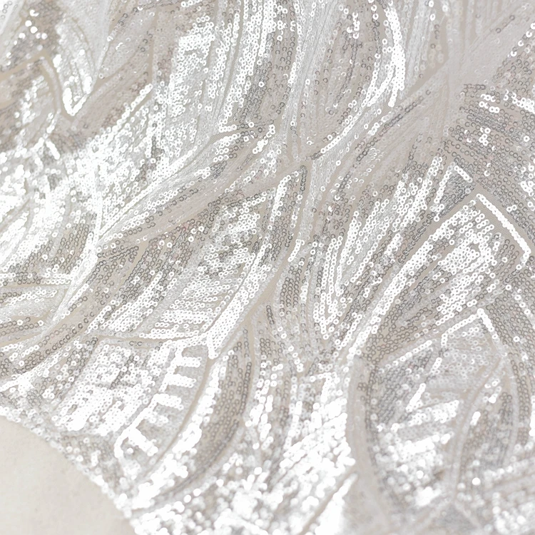 1M/pack Liuzhi pure sequin embroidery lace fabric costumes embroidered mesh stage decoration materials off white | Дом и сад