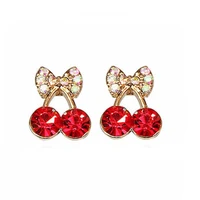 hot red cherry earrings eardrop sweet fruit fresh cherry eardrop female fashion youth beautiful girl stud earrings for women