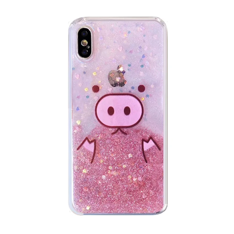 TPU Fashion Fresh 3D Cute Sweet Pink Girly Lovely Pig Glitter Sequin Shining Flare Transparent Phone Case For IphoneXS MAX XR |