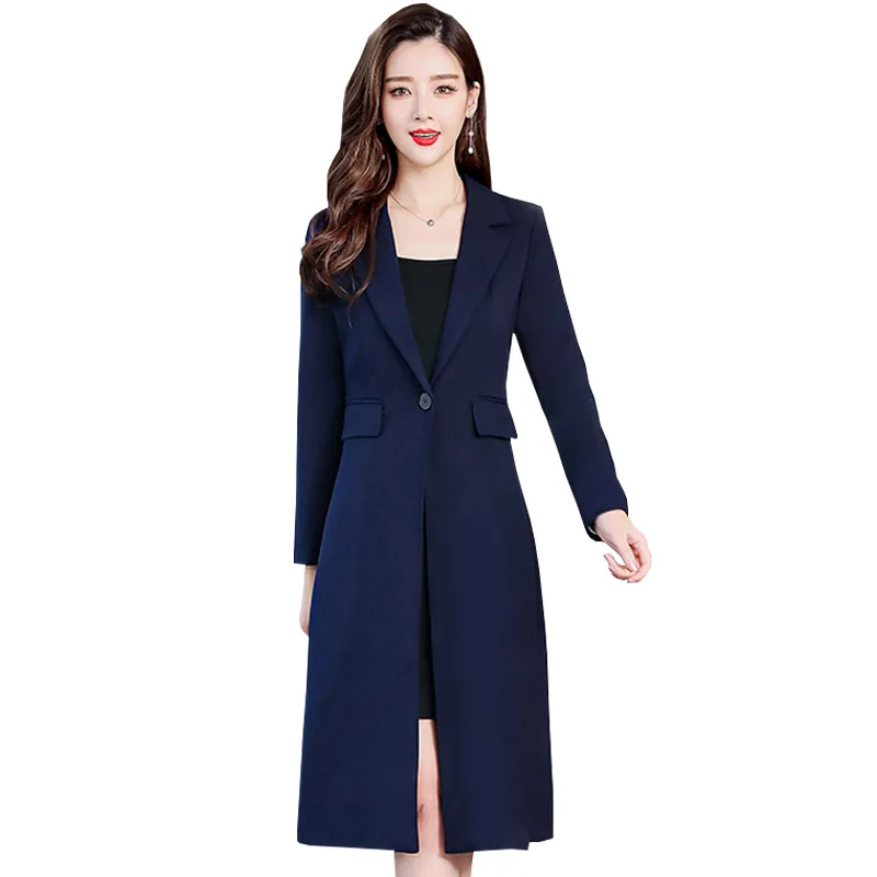 

Bri Long suit jacket women spring and autumn 2019 new long section one button suit collar slim women coat