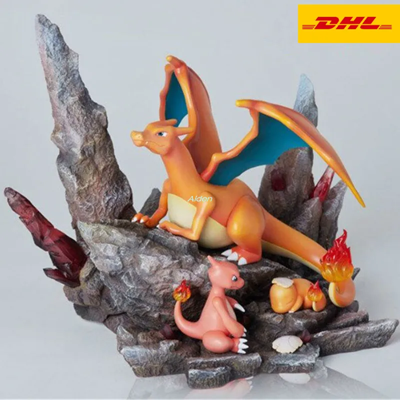 " Чаризард Семья статуя Charmeleon бюст Charmander полный Длина портрет Чаризард Творческий анимационная фигурка GK Ящик для игрушек 23 см B809