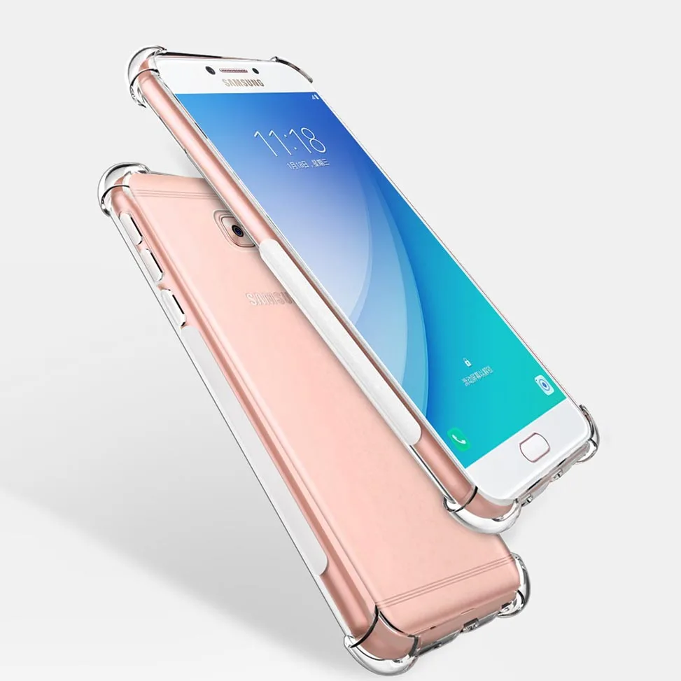 Для Samsung Galaxy Note 3 4 C5 C7 J2 Pro J7 A8 A6 Plus Duo J4 противоударный чехол прозрачный мягкий ТПУ