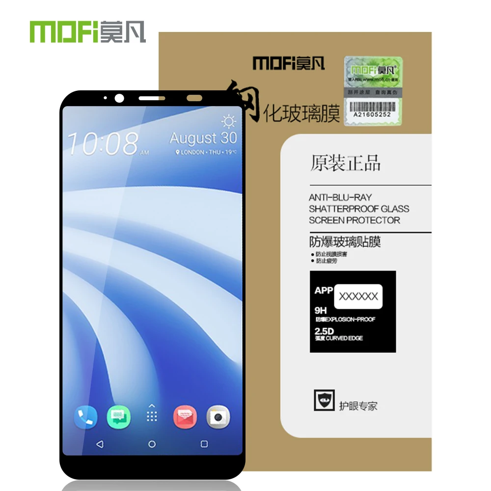 

For HTC U12 Life Original MOFi 9H Full Cover Tempered Glass Screen Protector Film For HTC U12 Life Toughened Glass