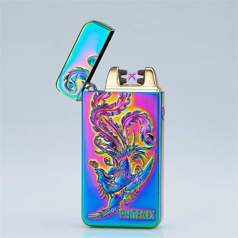 3 Креативные зажигалки двойные дуги зажигалки металлические USB перезаряжаемые беспламенные электрические дуги Windpro прикуривателя для сигар 10 цветов - Цвет: 3