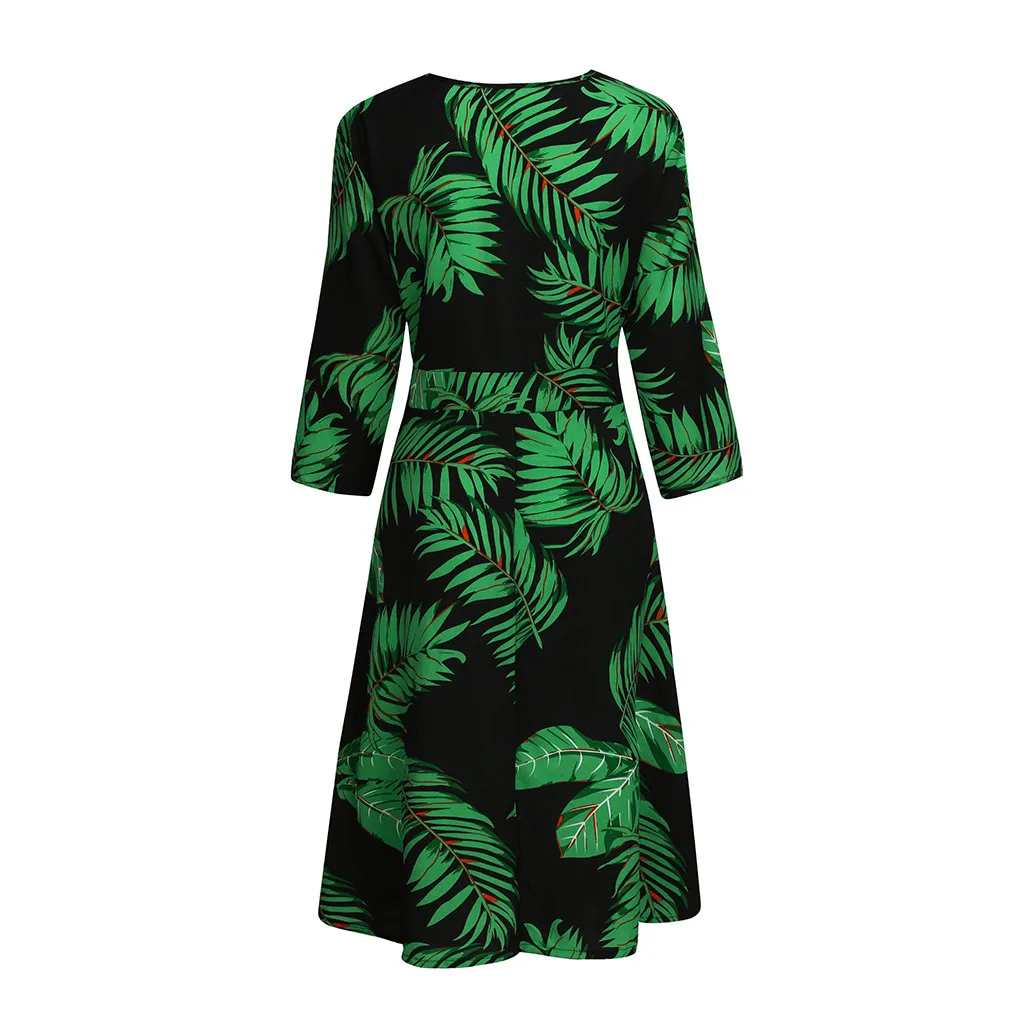 Формальное платье Женщины Elegant 2019 лето Цветочные печати Boho пляж плюс размер