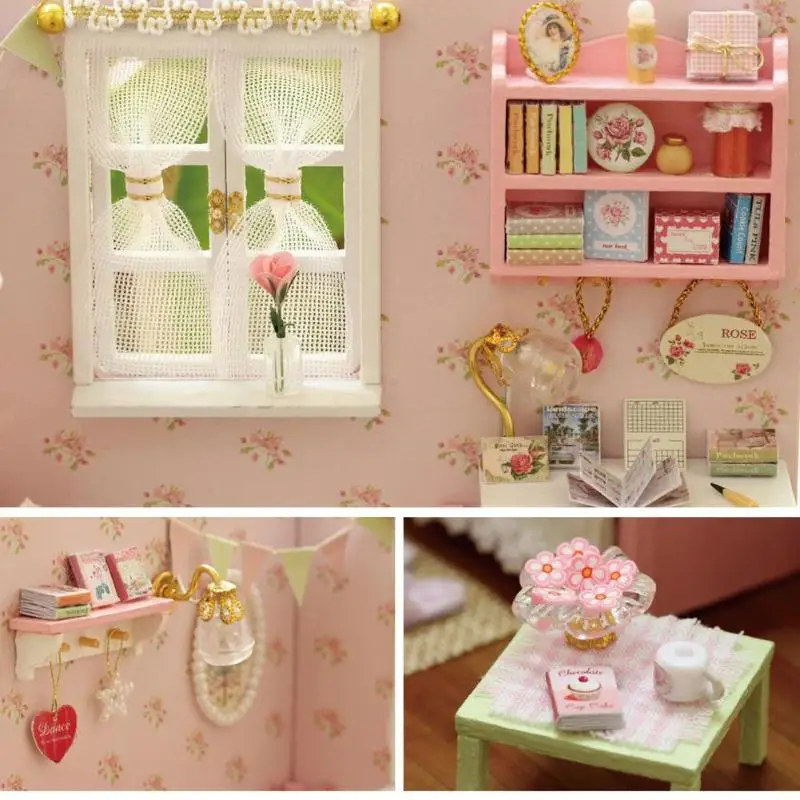 Мини DIY куклы игрушечные домики детские деревянные сборные модели мебель наборы подарок на день рождения Модель ручной сборки(Пылезащитная крышка