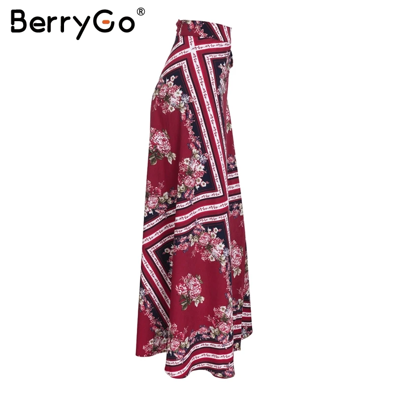 Женская юбка с геометрическим принтом BerryGo Длинная пляжная макси в стиле бохо
