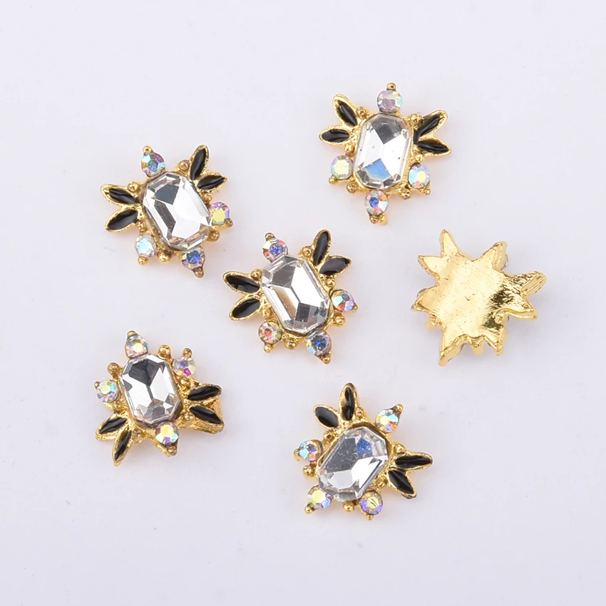 10 шт. сплава блестящие камни для drop Стразы Золотые наклейки ногтей в форме