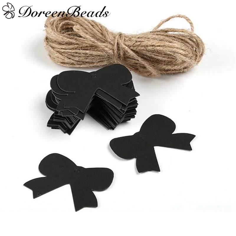 Бирки для этикеток DoreenBeads бумага черный бант рисунок бирка одежды мешков обуви 49