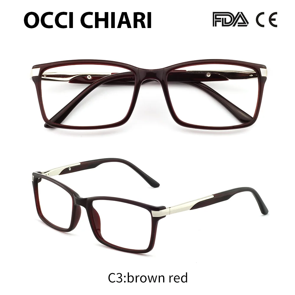 C3 brown OCCI CHIARI, оправы для очков, оптические очки, очки Gafas, прямоугольные мужские черные оправы для очков по рецепту, прозрачные линзы, W-CAPATI - Цвет оправы: C3 brown