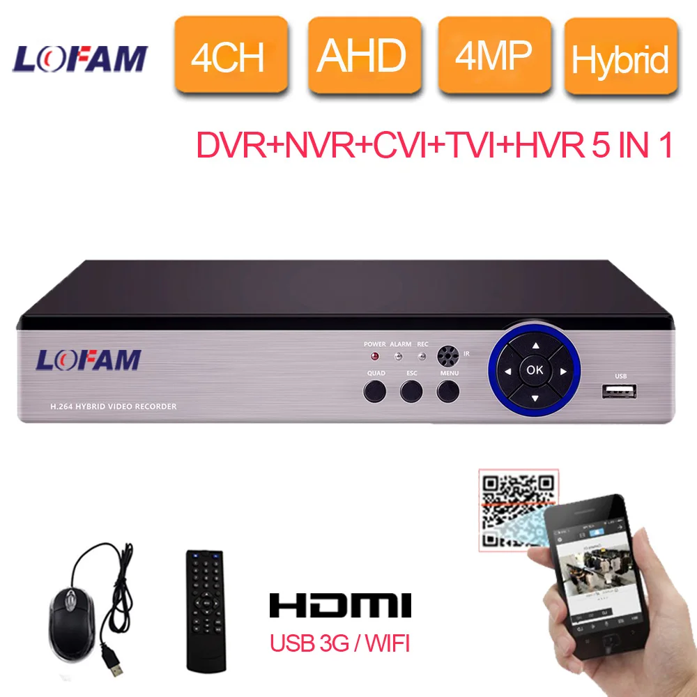 Камера видеонаблюдения LOFAM 4 канальная 5 в 1 м NVR аналоговая МП Wi Fi|nvr dvr|nvr 4nvr ip wifi |
