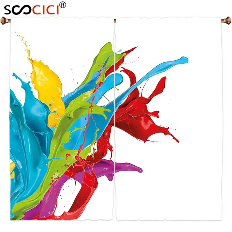 Оконные шторы обработаны 2 панелями красочная жидкая Жидкостная струящаяся