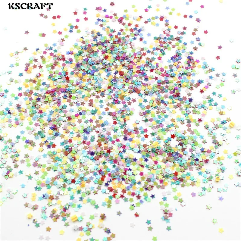 KSCRAFT 3 мм Разноцветные блестки в форме звезд из ПВХ для самостоятельного