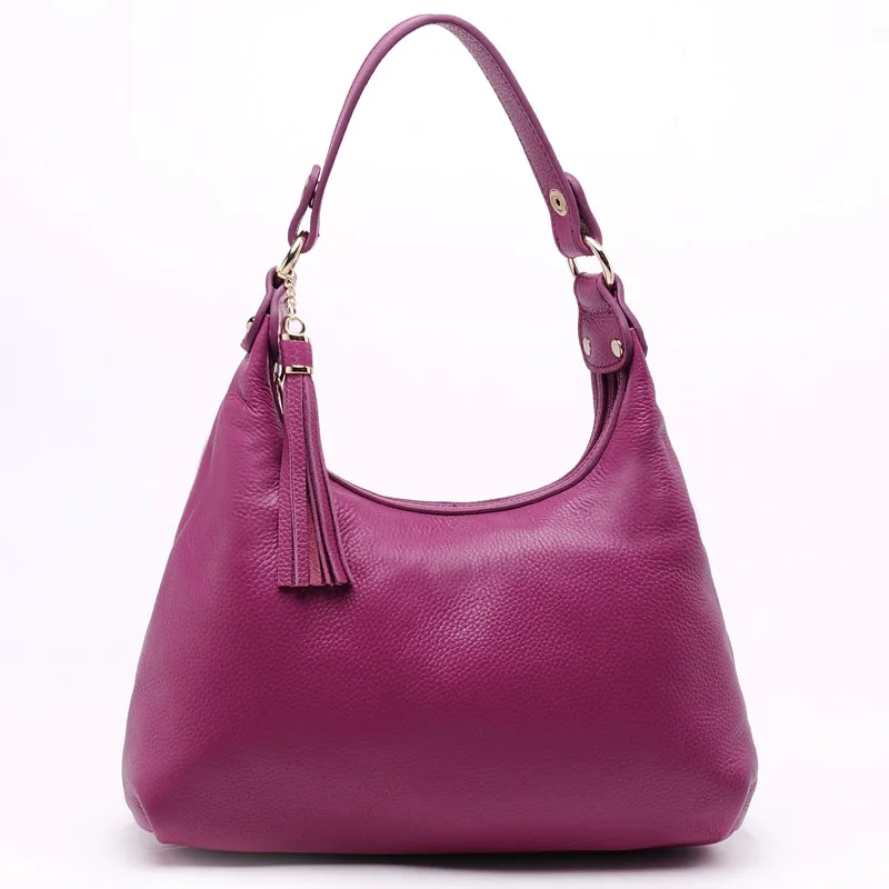 Первый слой из воловьей кожи женская сумка натуральной через плечо с кисточками |