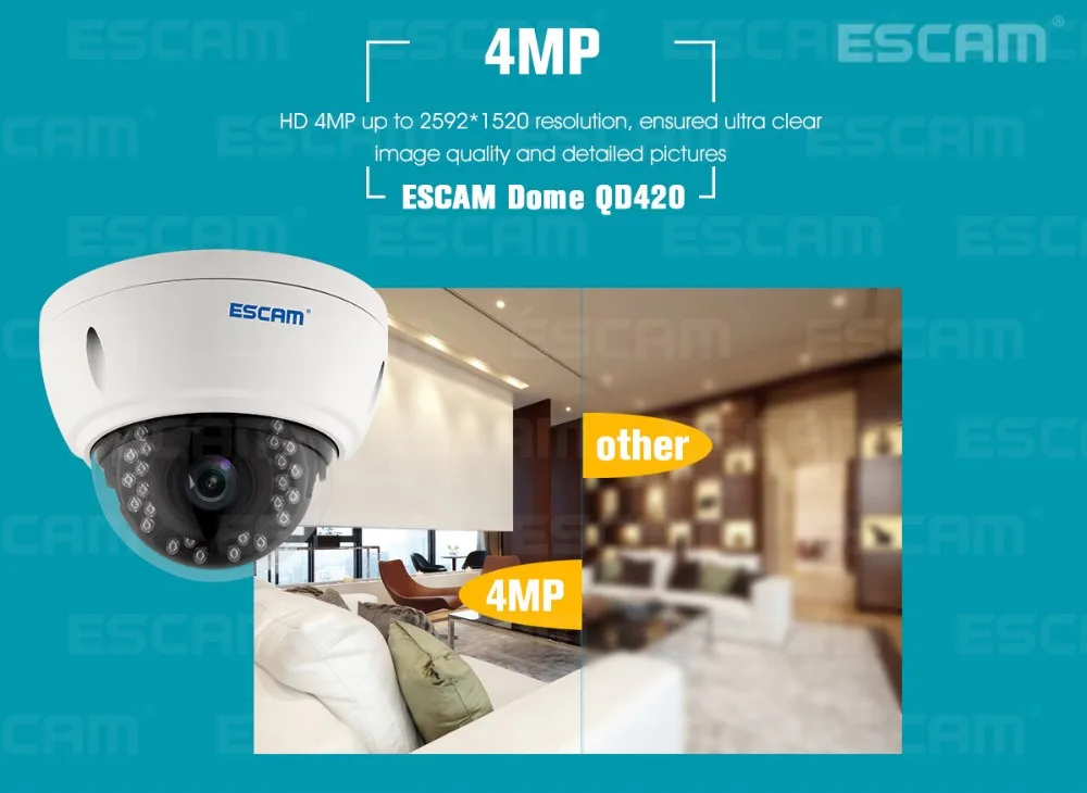 Escam QD420 купольная IP камера H.265 4MP 1520P Onvif P2P IR наружного наблюдения ночного видения безопасности CCTV камера Android iPhone