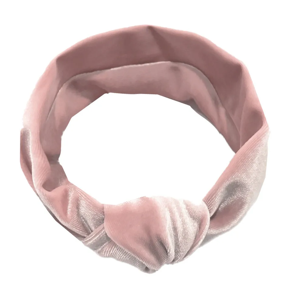 Light Pink Модная Детская повязка на голову для девочек, тюрбан, однотонная повязка на голову, заколка для волос, аксессуары для волос, головные уборы, детские вещи# T32 - Цвет: Light Pink