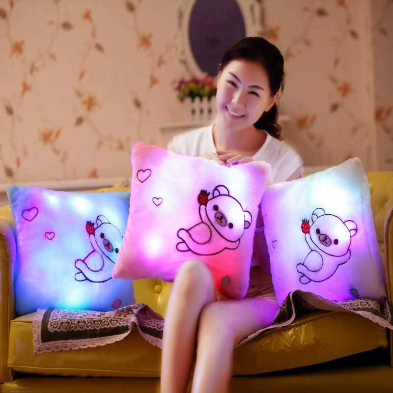 Luminous Stuffed LED Light Up Plush Glow Cushion With Bear Pattern Auto 7 Color Rotation Illuminated Pillow Gift | Игрушки и хобби