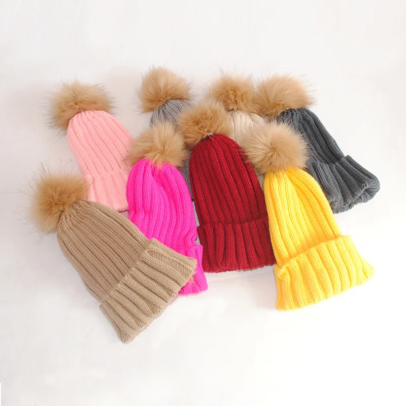 

2017 Fashion Women Men Winter Warm Hat Adults Caps Fur Pompom Beanies Kinitted Hats Gorros