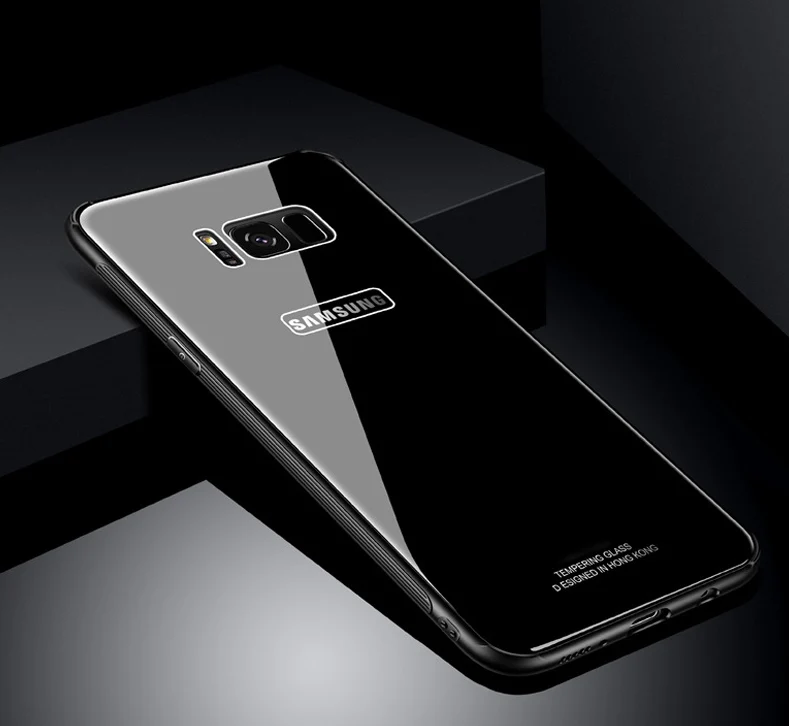 RZP чехол из закаленного стекла для samsung Galaxy S 8 9 NOTE 8, задняя крышка, Жесткий Чехол-бампер для samsung S8 S9 Plus, мягкий ТПУ чехол